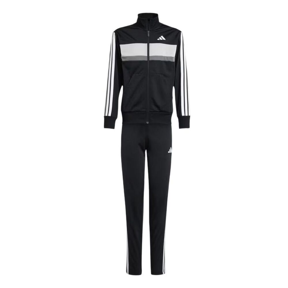 Adidas Childrens/Kids Essentials Tiberio Colour Block Tracksuit / Black/Gray/Whi